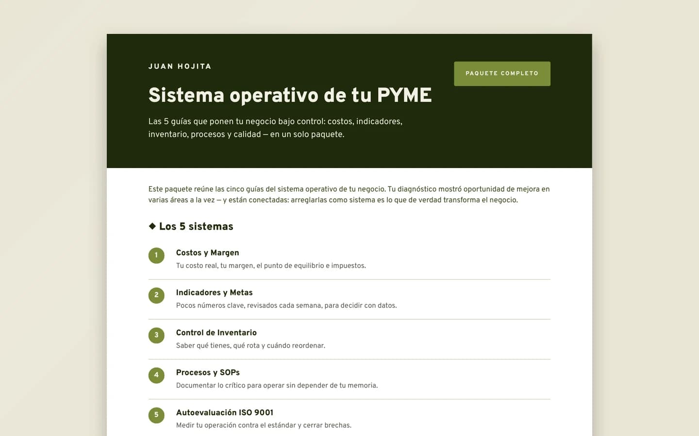 Introducción: los cinco sistemas de tu PYME